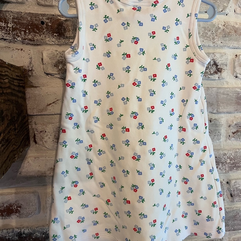 The Beaufort Bonnet Company Floral Kids Dress - Cream with Red and Blue Flowers